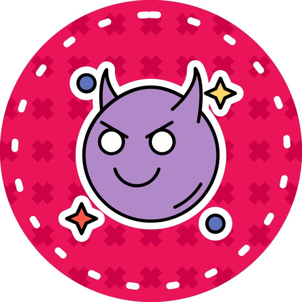 demon lijn gevulde sticker icoon vector