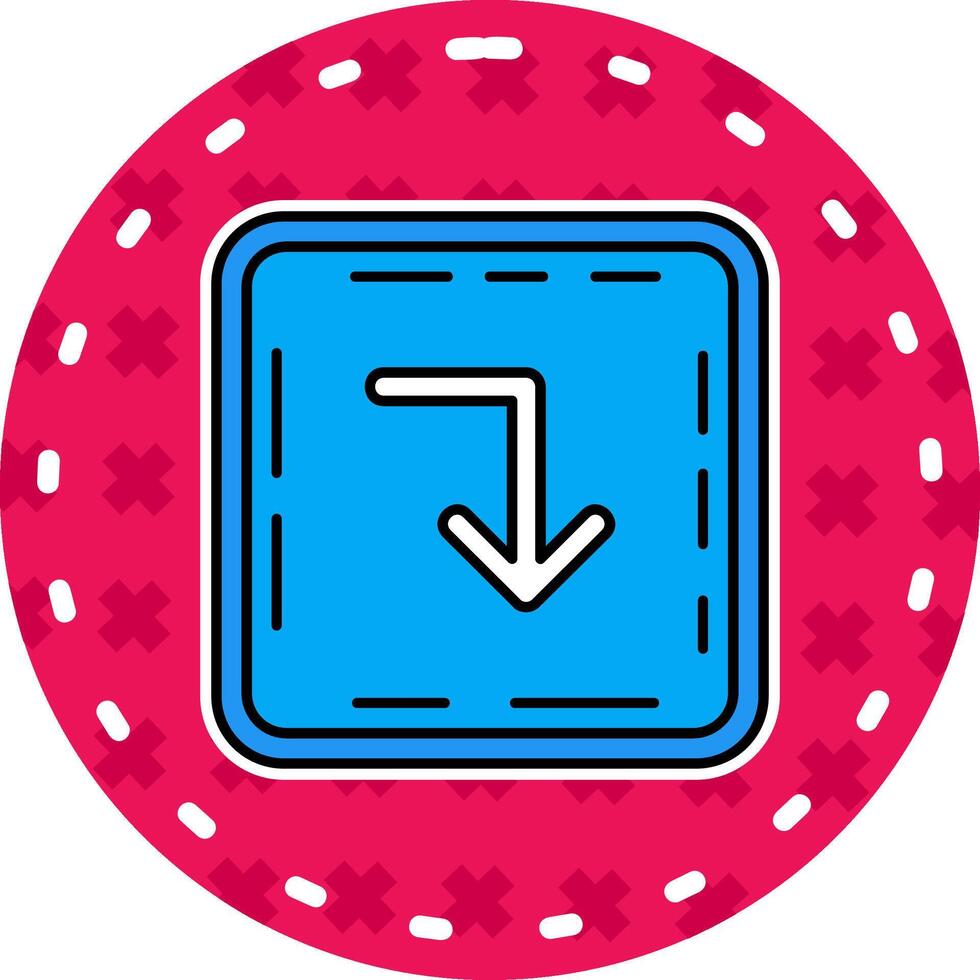 beurt naar beneden lijn gevulde sticker icoon vector