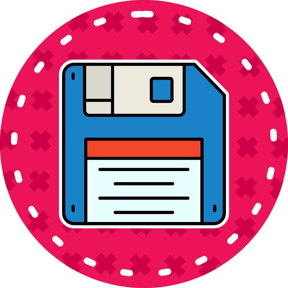 floppy schijf lijn gevulde sticker icoon vector