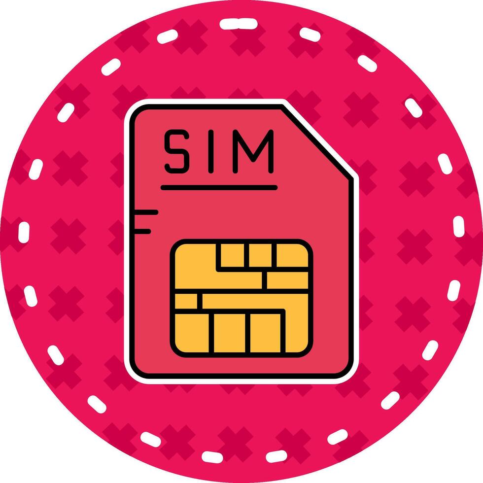 sim lijn gevulde sticker icoon vector