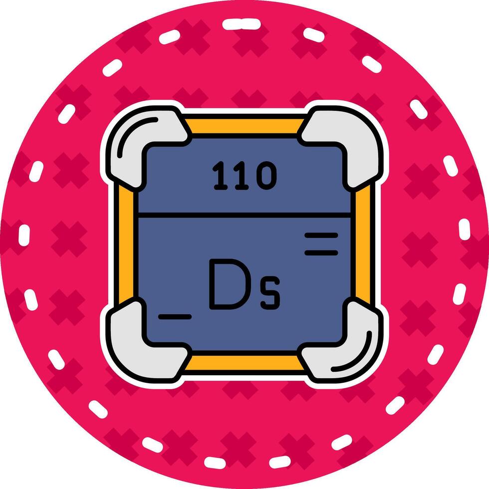 darmstadtium lijn gevulde sticker icoon vector