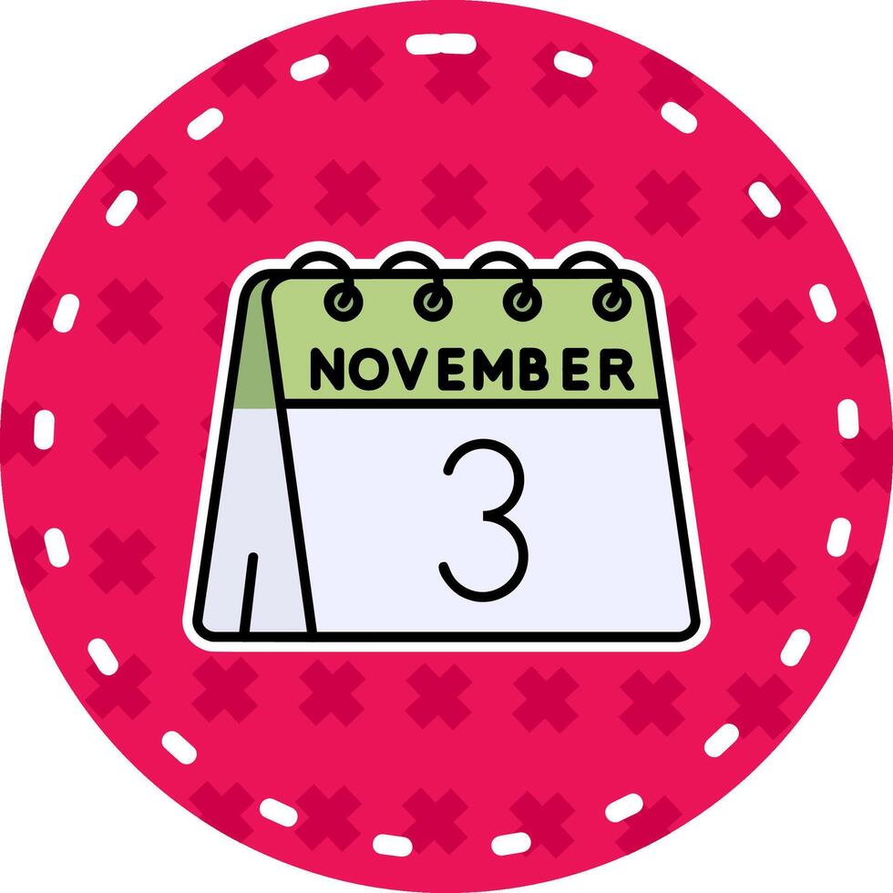 3e van november lijn gevulde sticker icoon vector
