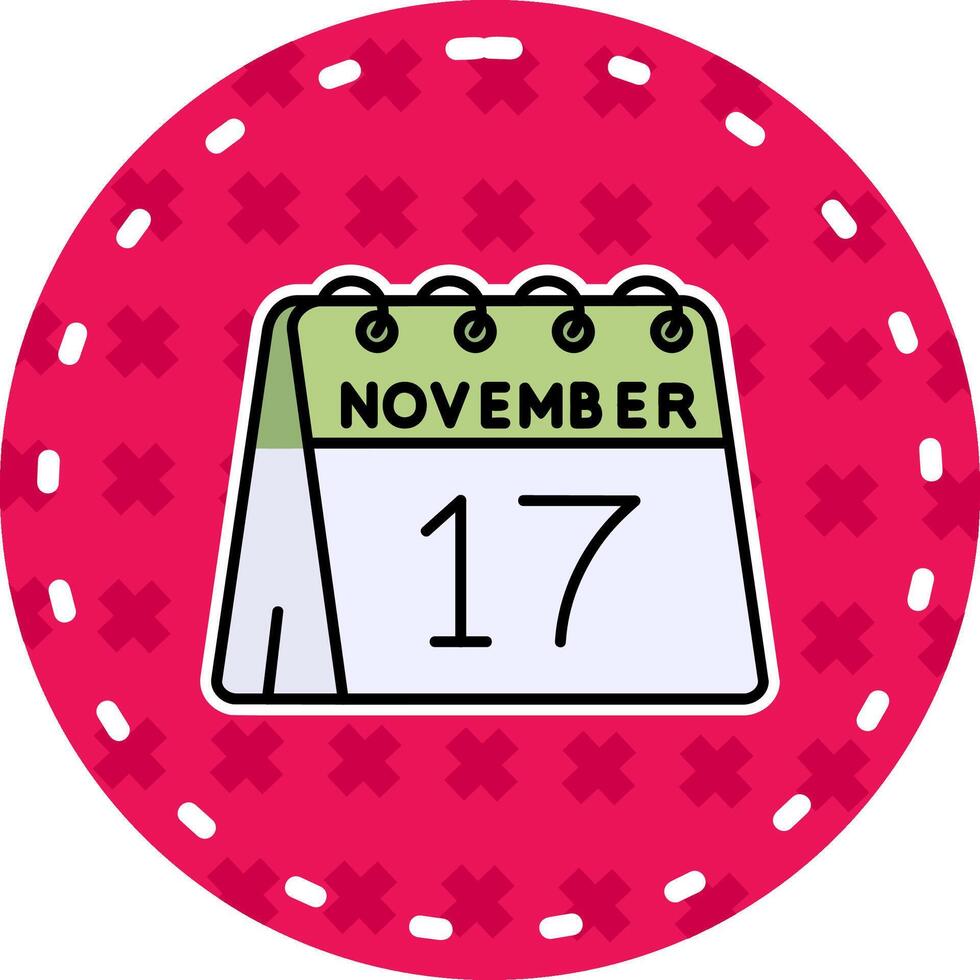 17e van november lijn gevulde sticker icoon vector