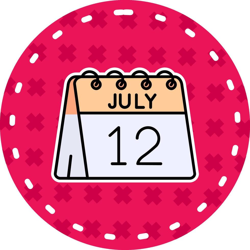 12e van juli lijn gevulde sticker icoon vector