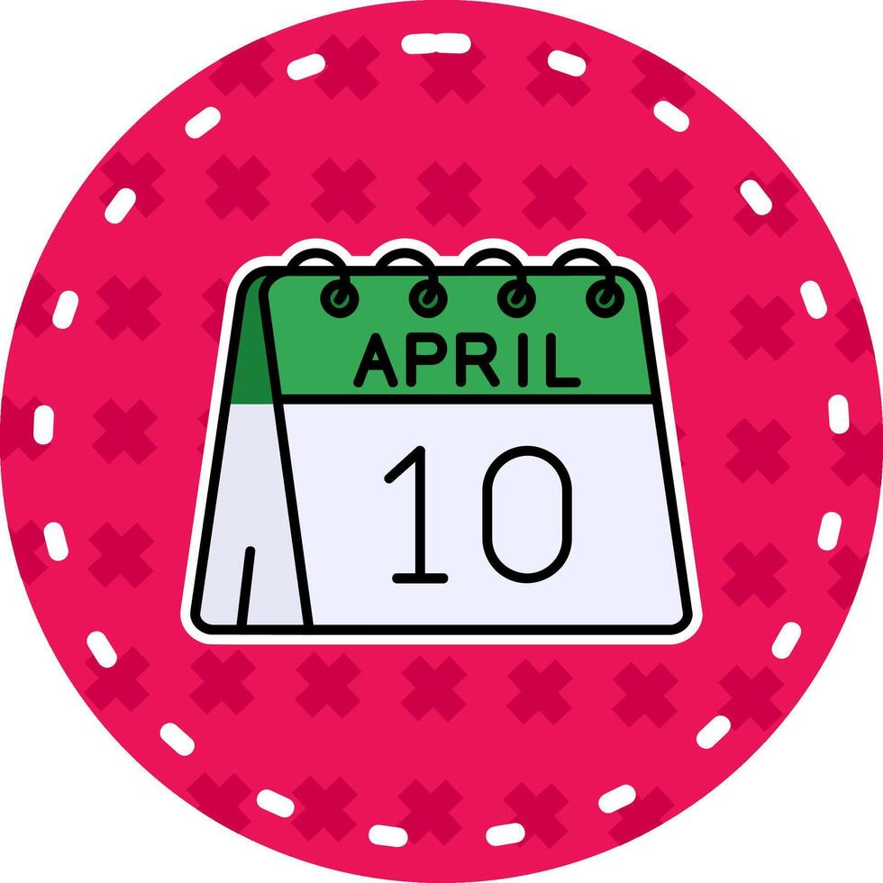 10e van april lijn gevulde sticker icoon vector