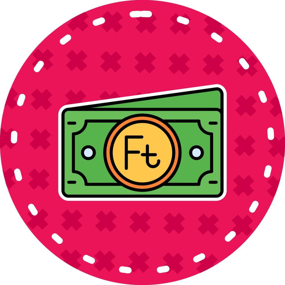 forint lijn gevulde sticker icoon vector