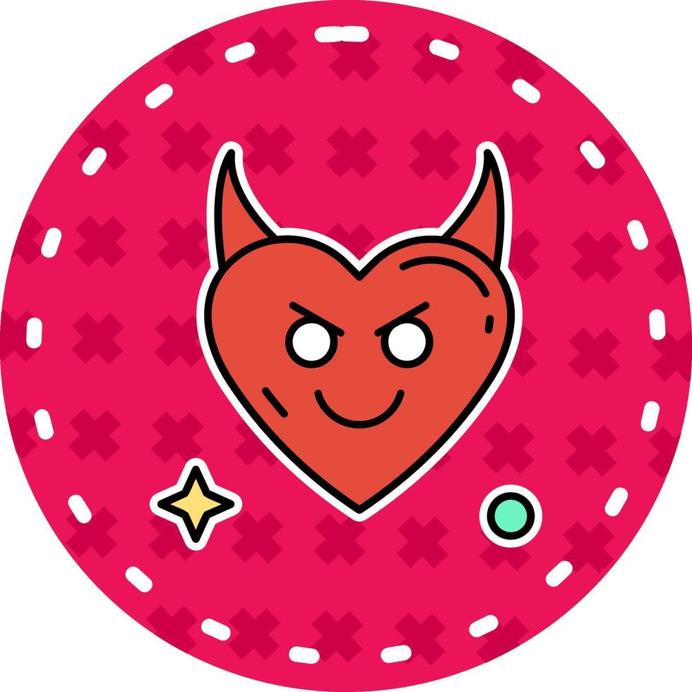 demon lijn gevulde sticker icoon vector