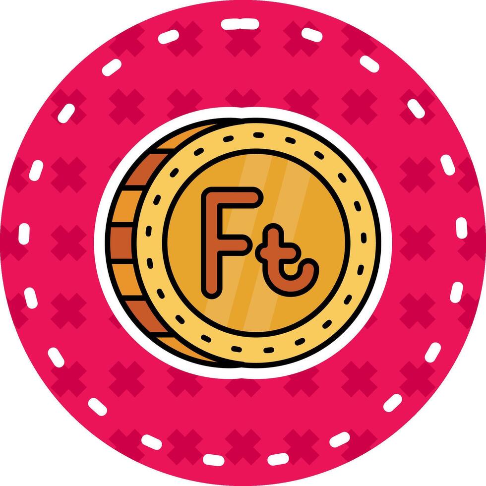 forint lijn gevulde sticker icoon vector