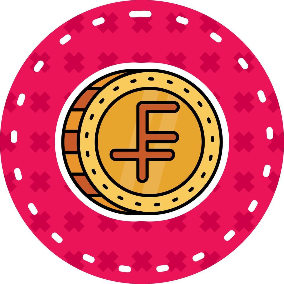 Zwitsers franc lijn gevulde sticker icoon vector