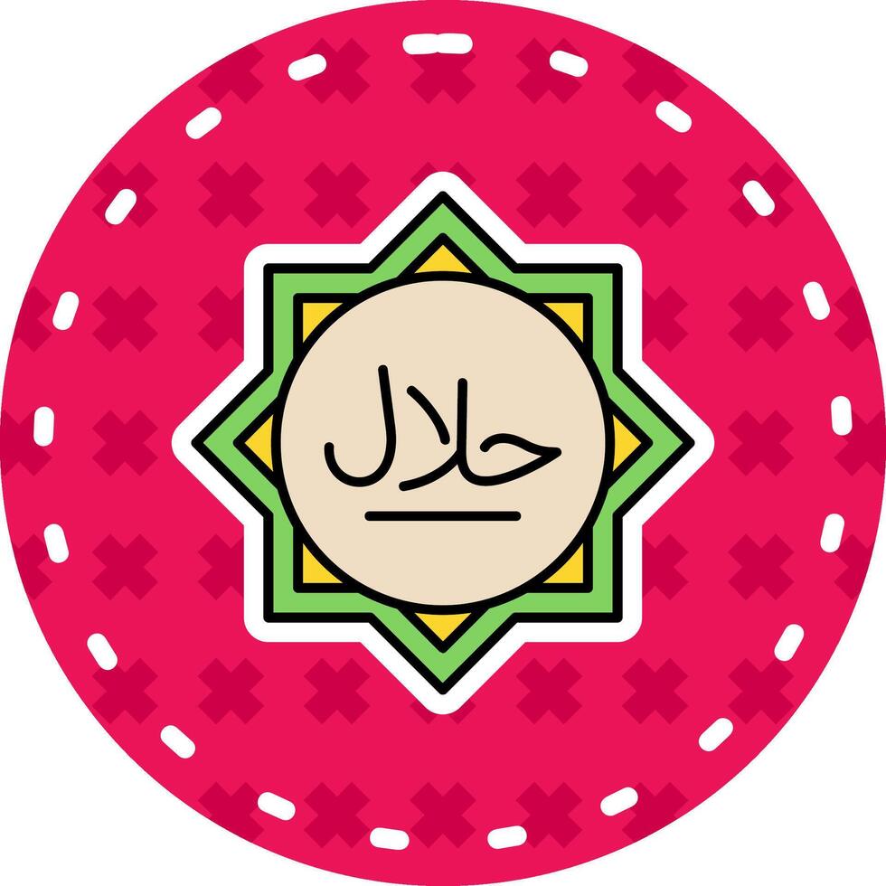 halal lijn gevulde sticker icoon vector