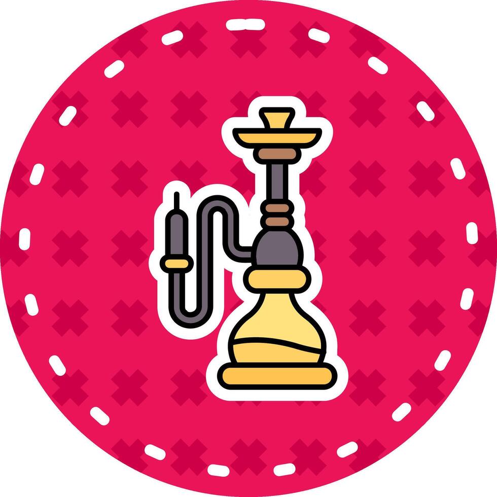 hookah lijn gevulde sticker icoon vector