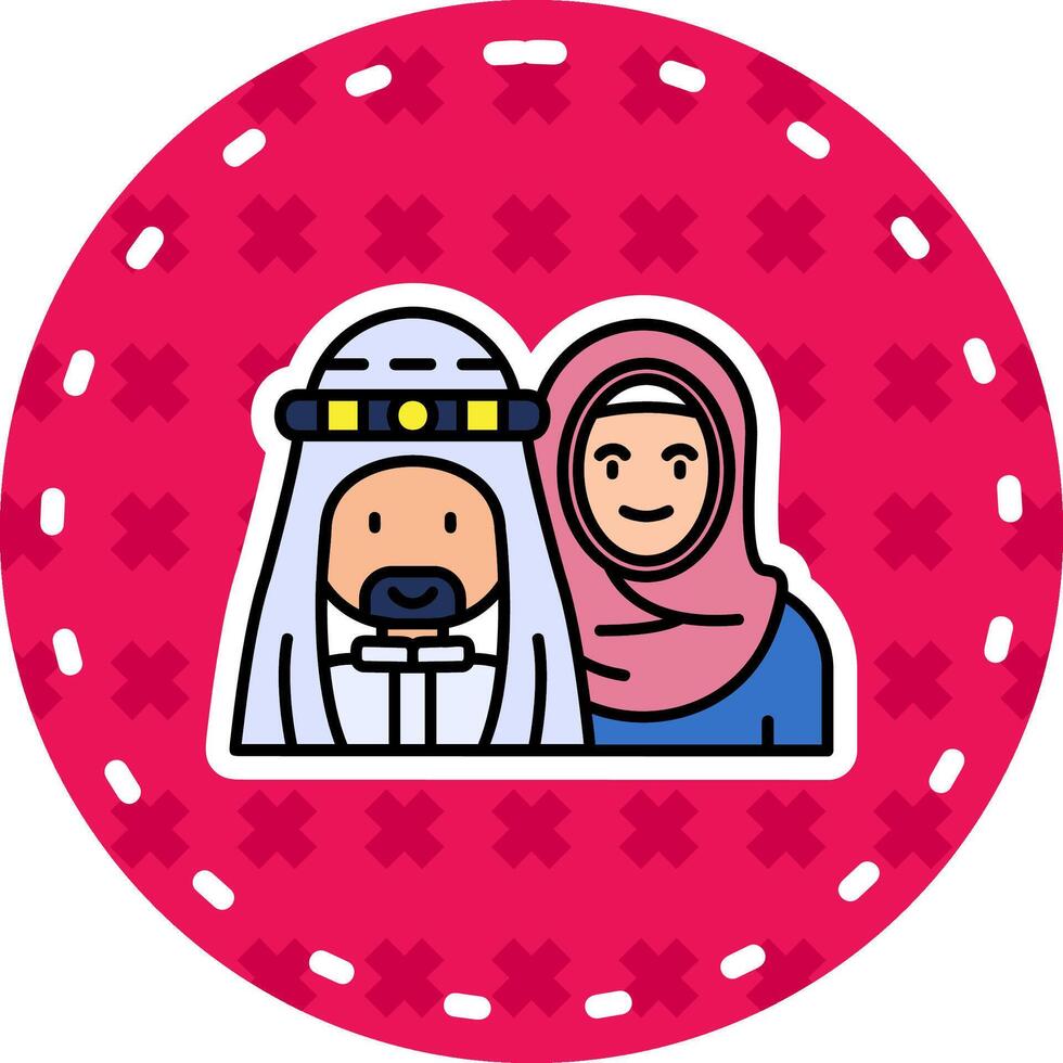 moslim lijn gevulde sticker icoon vector