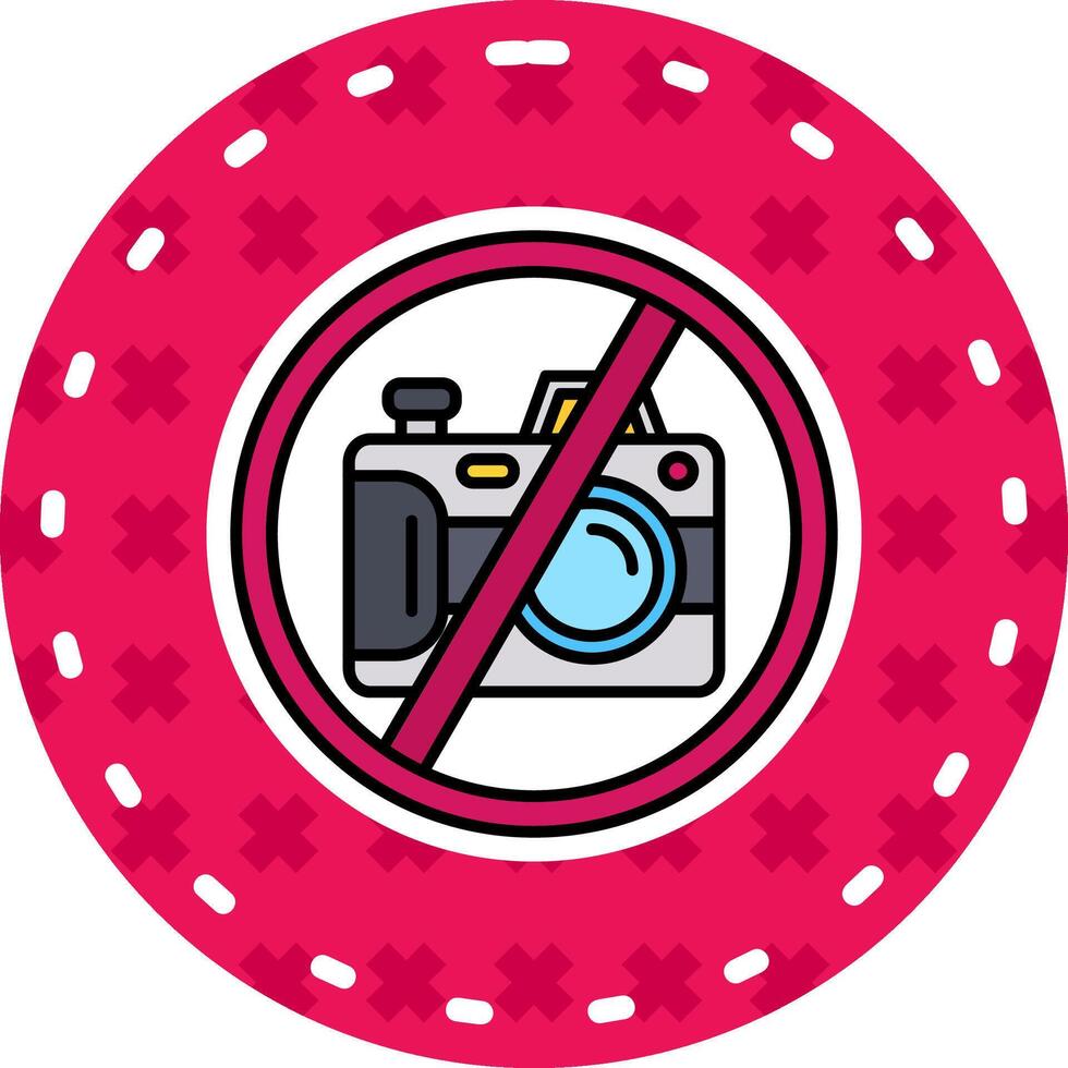 Nee camera lijn gevulde sticker icoon vector