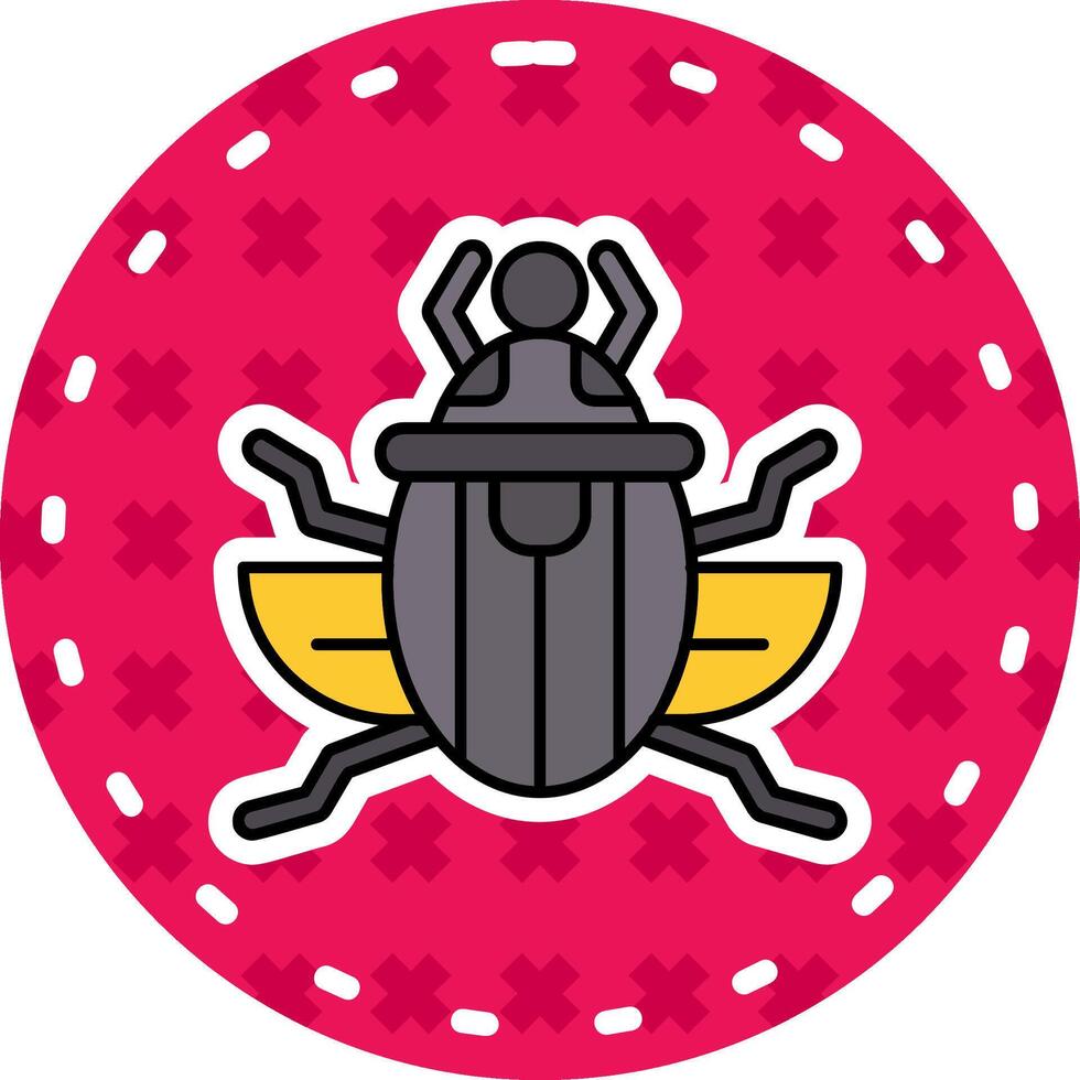 scarabee lijn gevulde sticker icoon vector