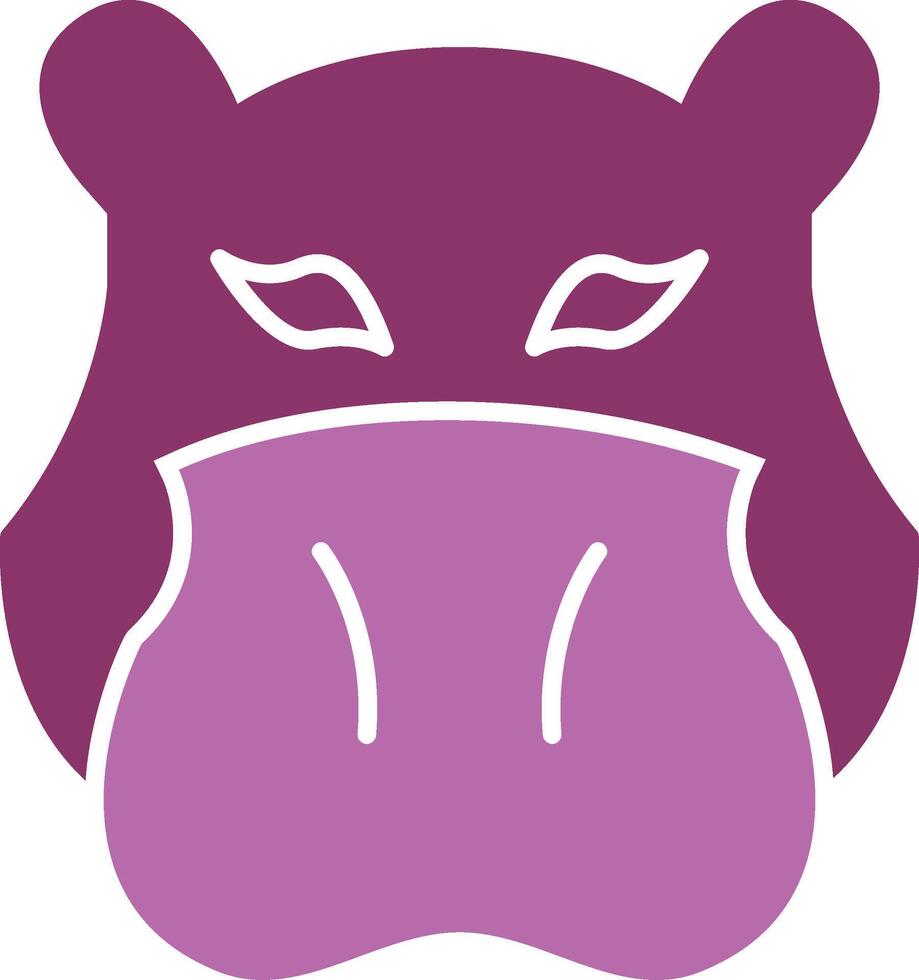 nijlpaard glyph twee kleur icoon vector