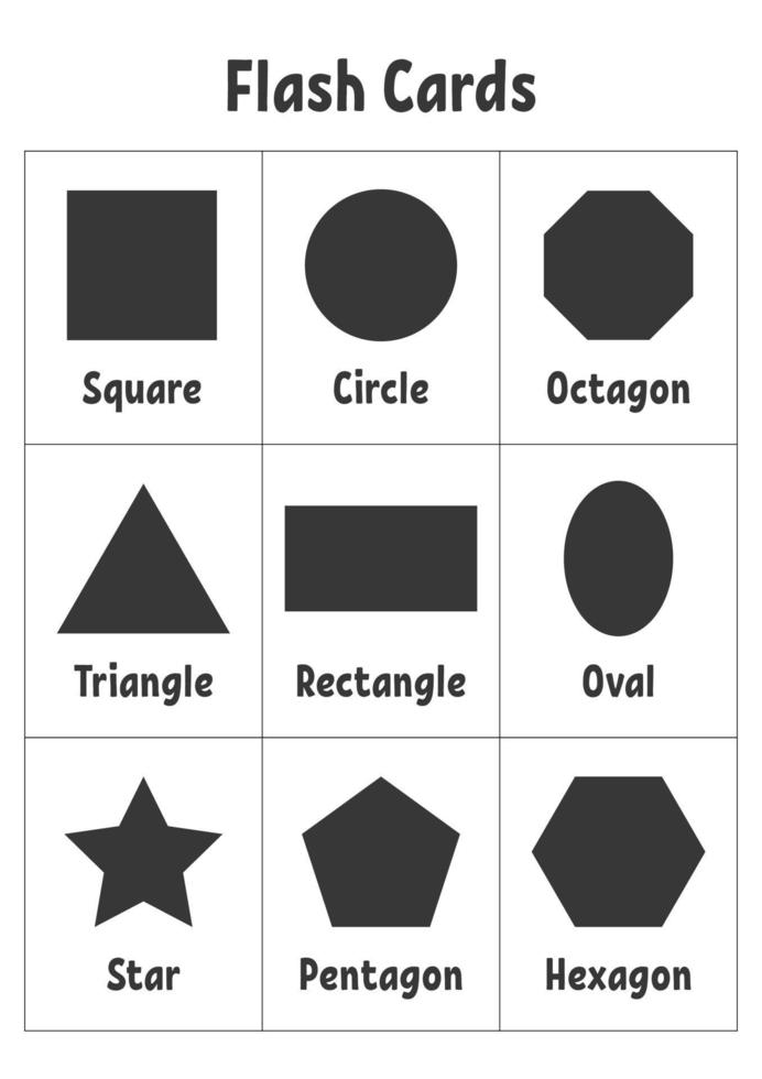 flitskaarten. vormen leren. onderwijs ontwikkelen werkblad. activiteitenpagina voor kinderen. spel voor kinderen. vectorillustratie. vector