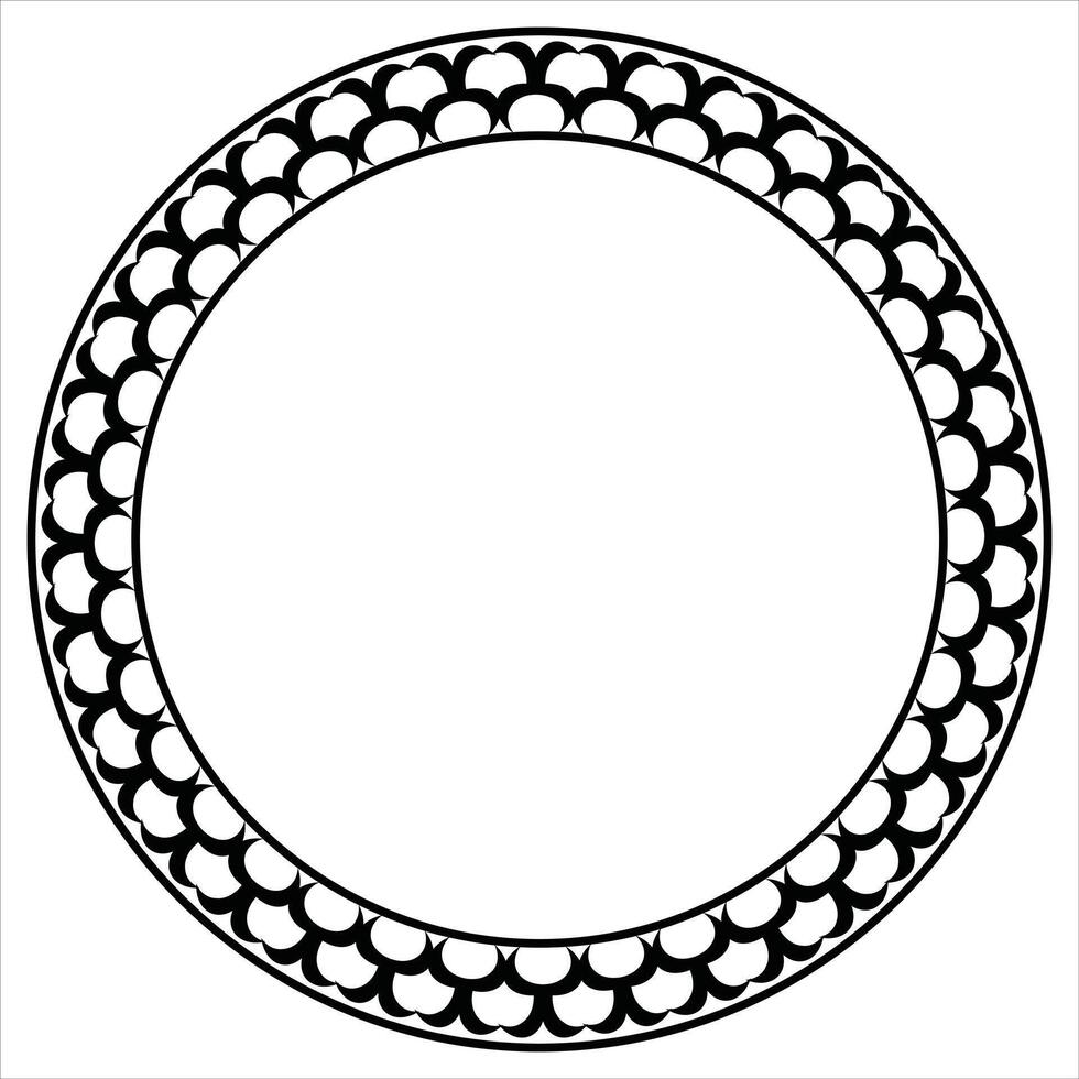 decoratief geschulpte rand ronde beroerte en afgeronde gemakkelijk cirkel geschulpte grens vector