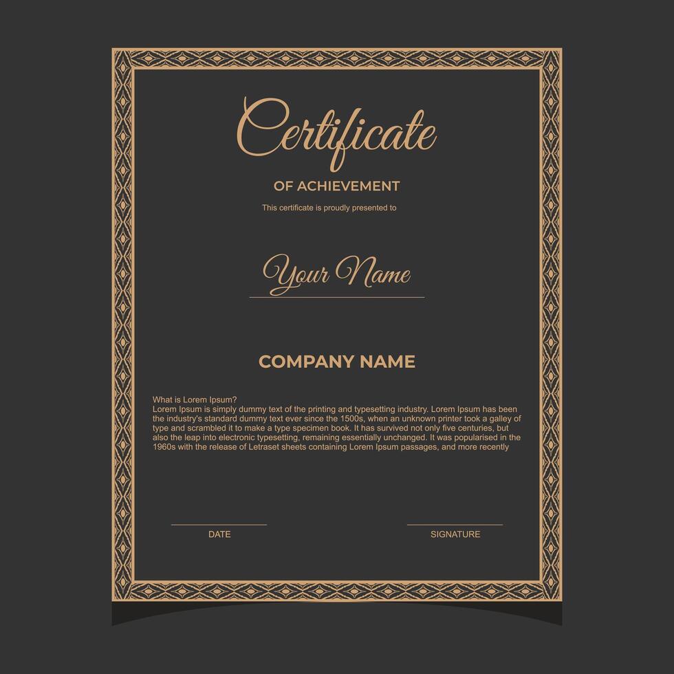 certificaat sjabloon met gouden borders vector