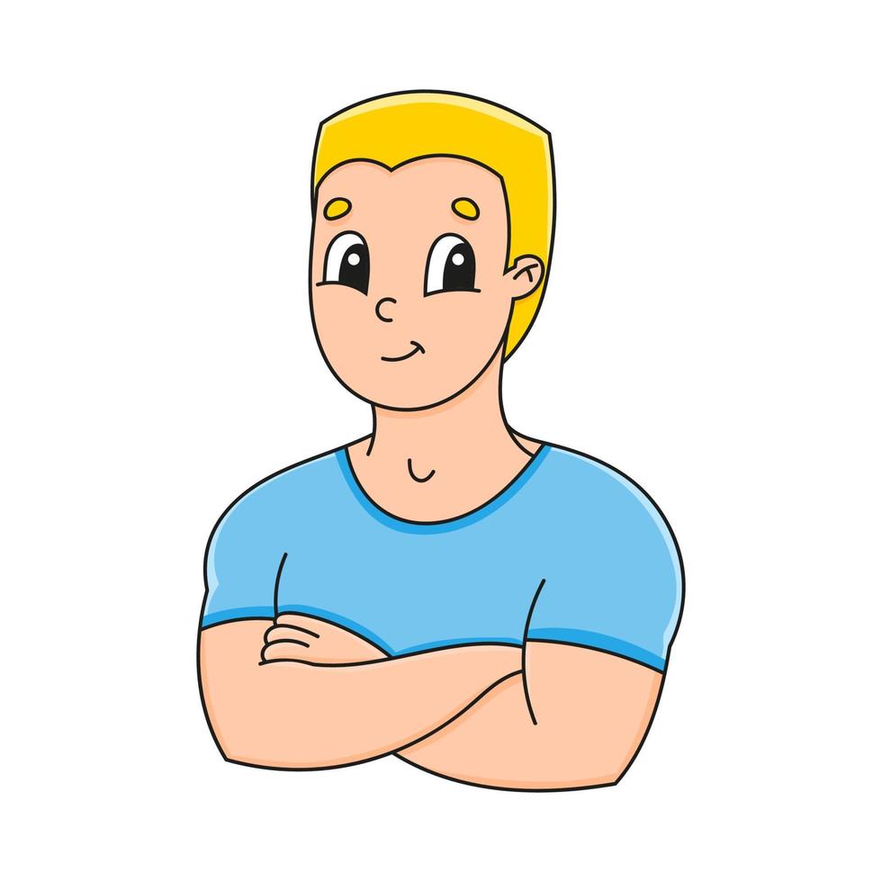 schattig karakter. sterk lachende jonge man. kleurrijke vectorillustratie. cartoon-stijl. geïsoleerd op een witte achtergrond. ontwerpelement. vector