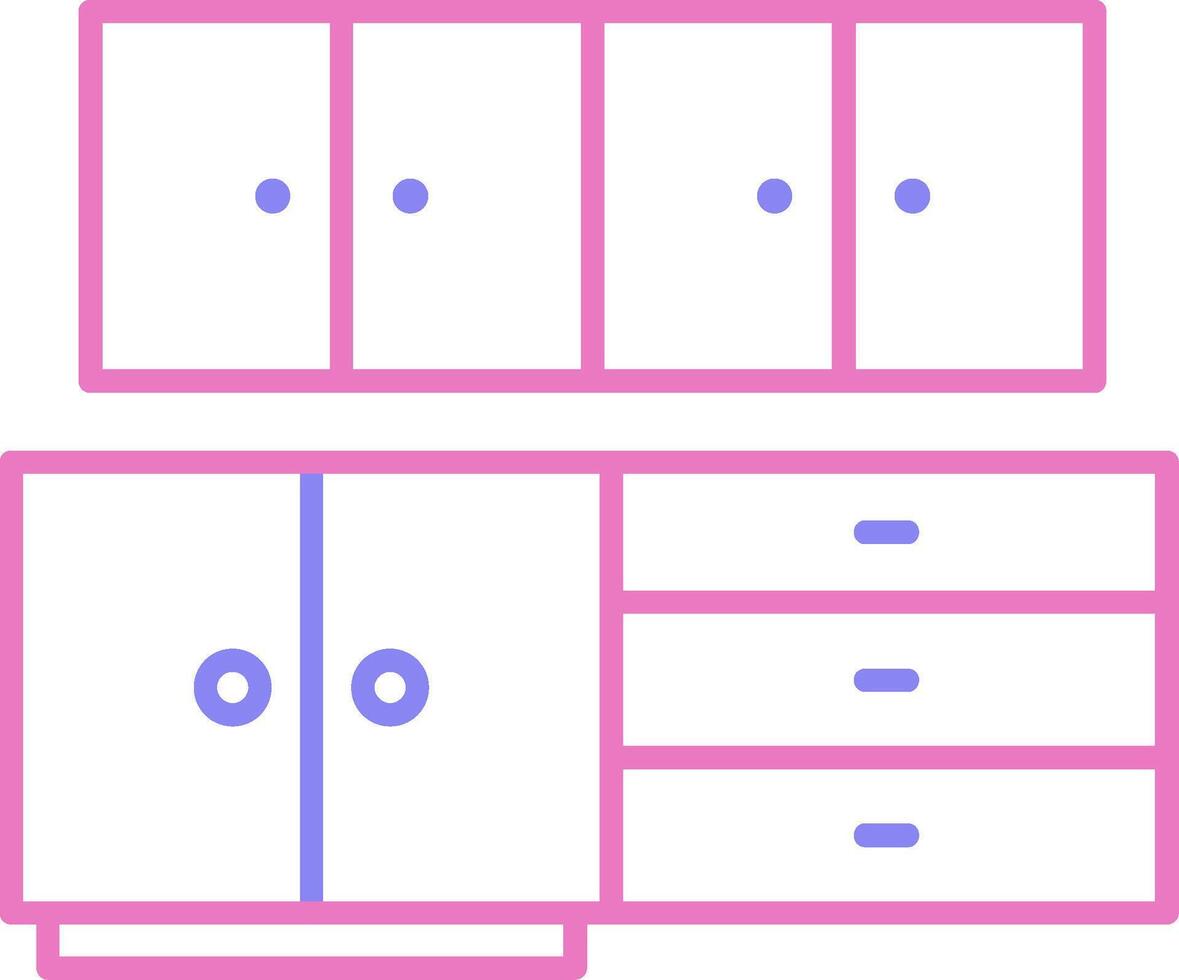 keuken kabinet lineair twee kleur icoon vector