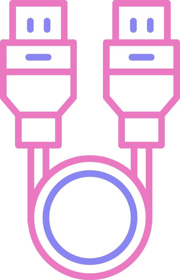 USB kabel lineair twee kleur icoon vector