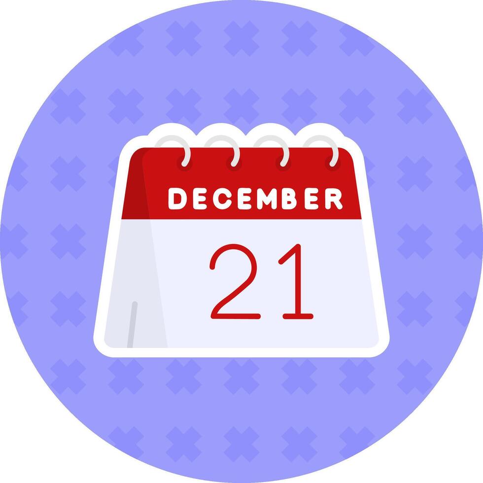21e van december vlak sticker icoon vector