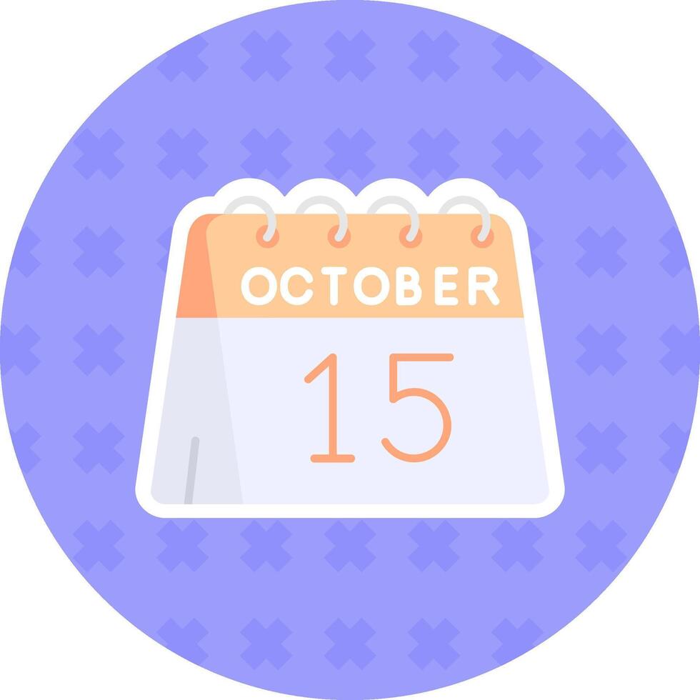 15e van oktober vlak sticker icoon vector
