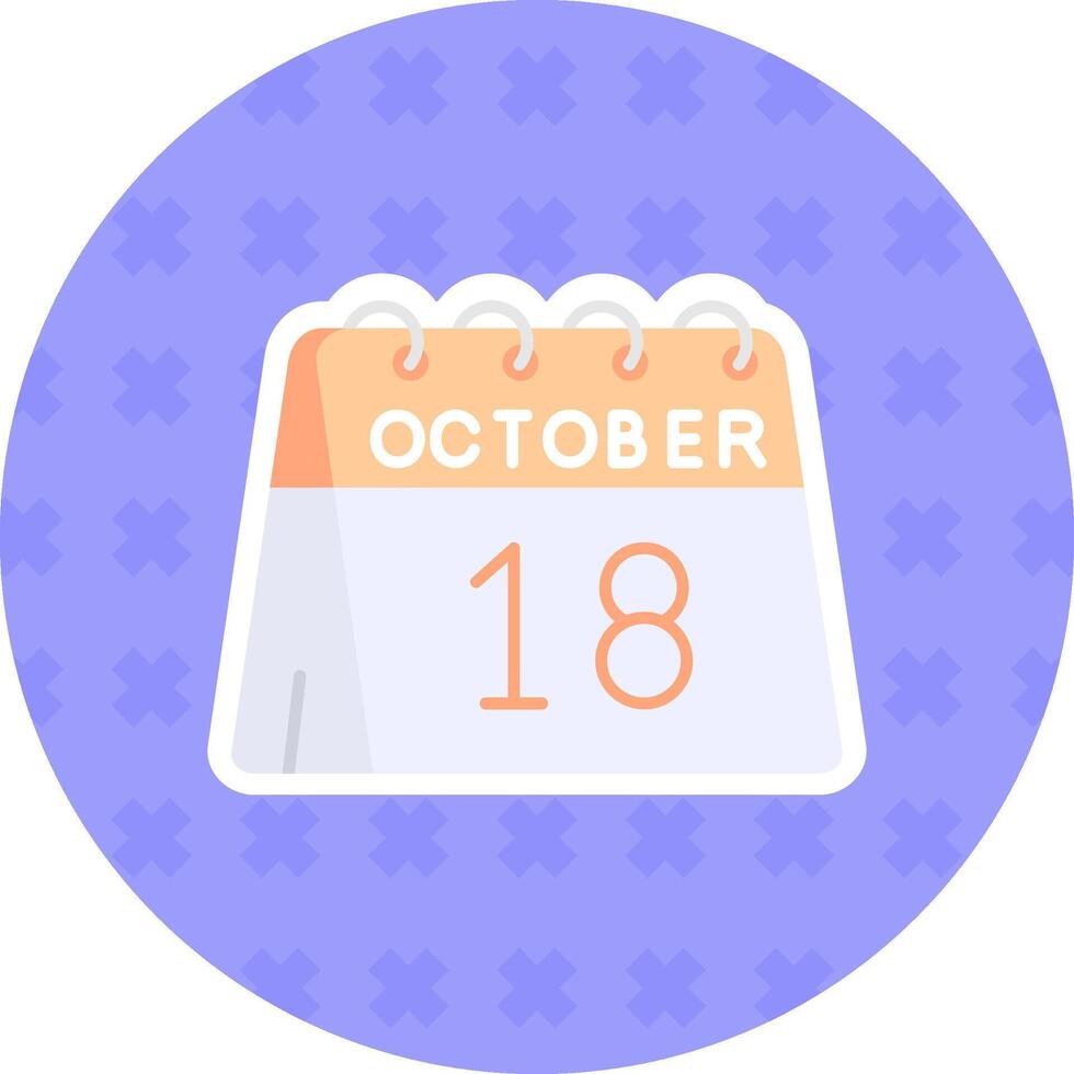 18e van oktober vlak sticker icoon vector