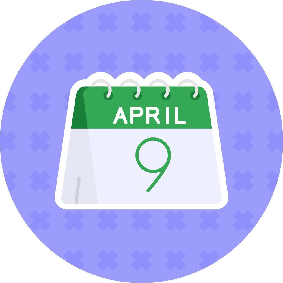9e van april vlak sticker icoon vector