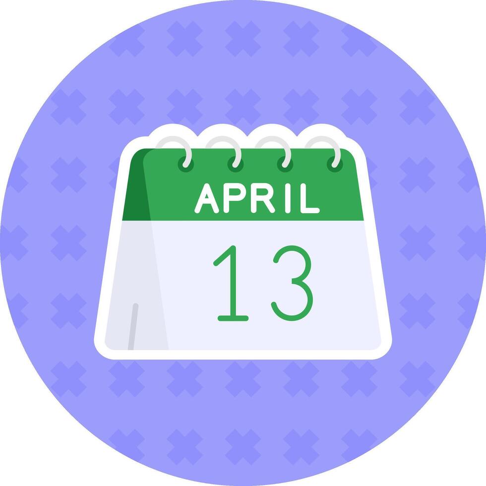 13e van april vlak sticker icoon vector