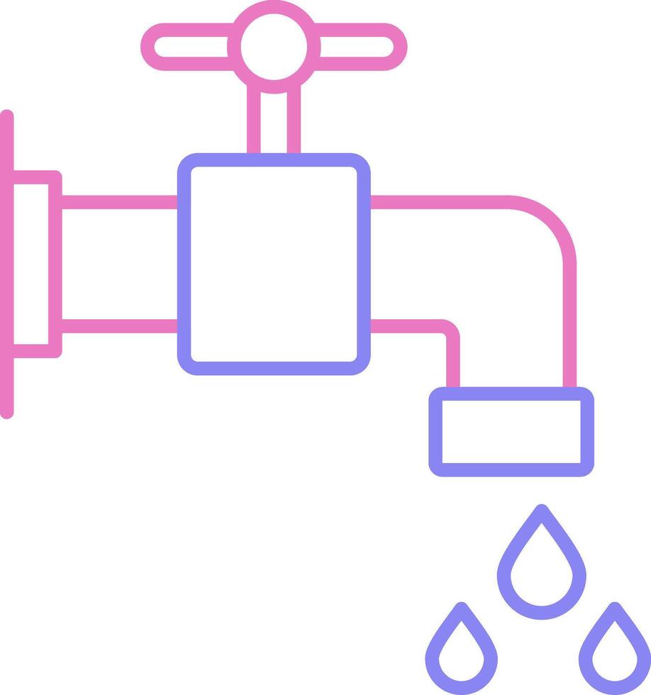 water kraan lineair twee kleur icoon vector