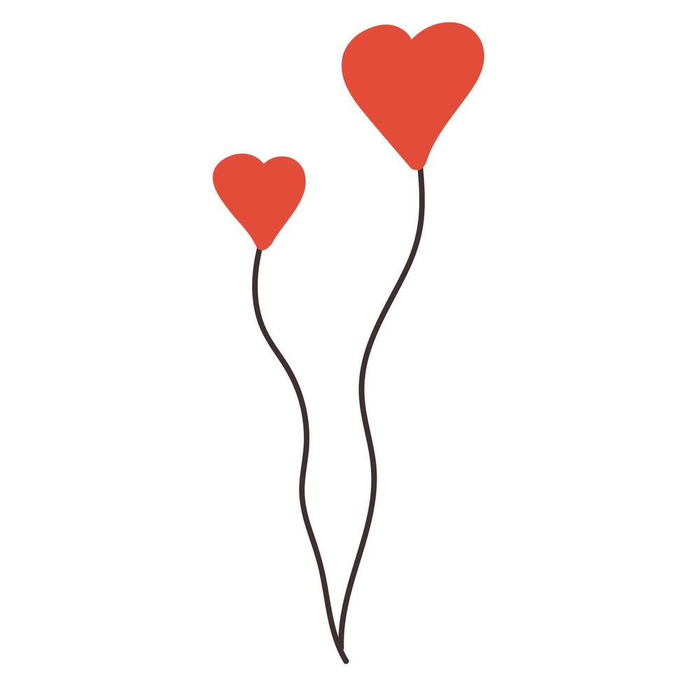 hand getekend illustratie van harten ballonnen. tekening geïsoleerd Aan wit achtergrond. vector