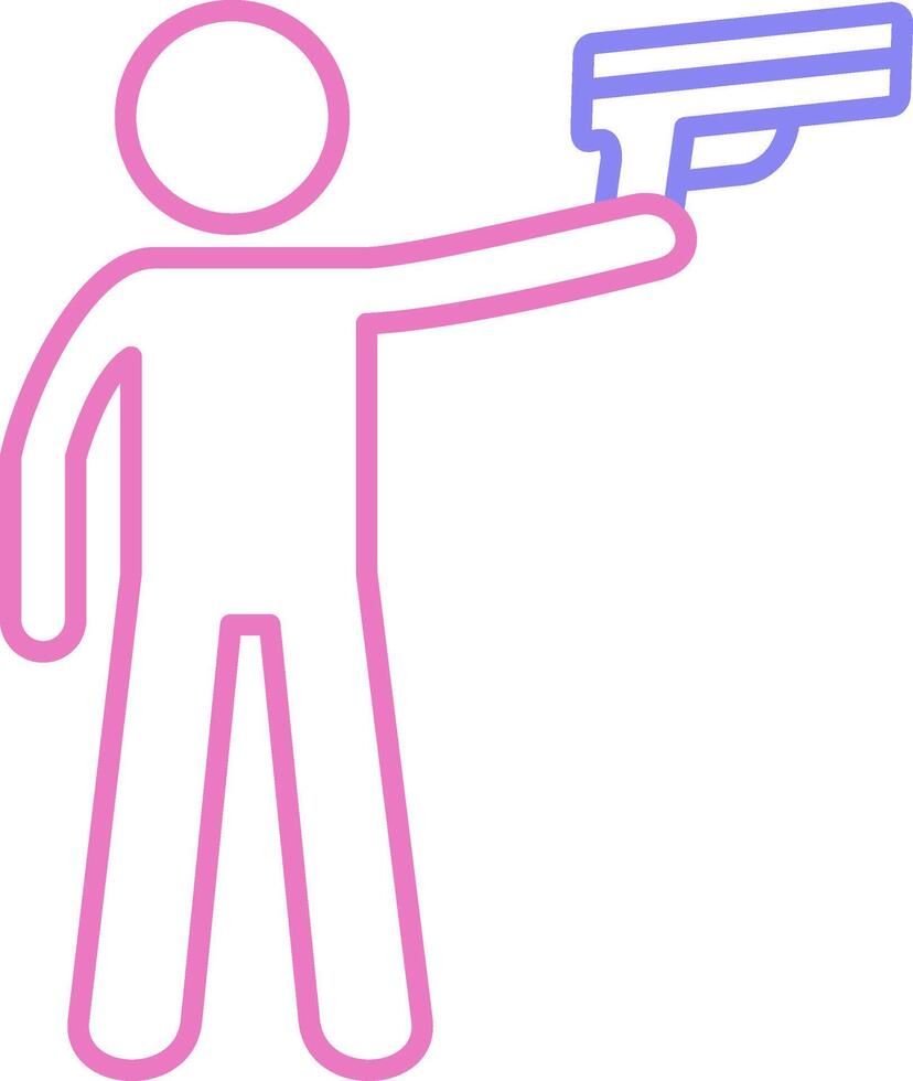 politieagent Holding geweer lineair twee kleur icoon vector