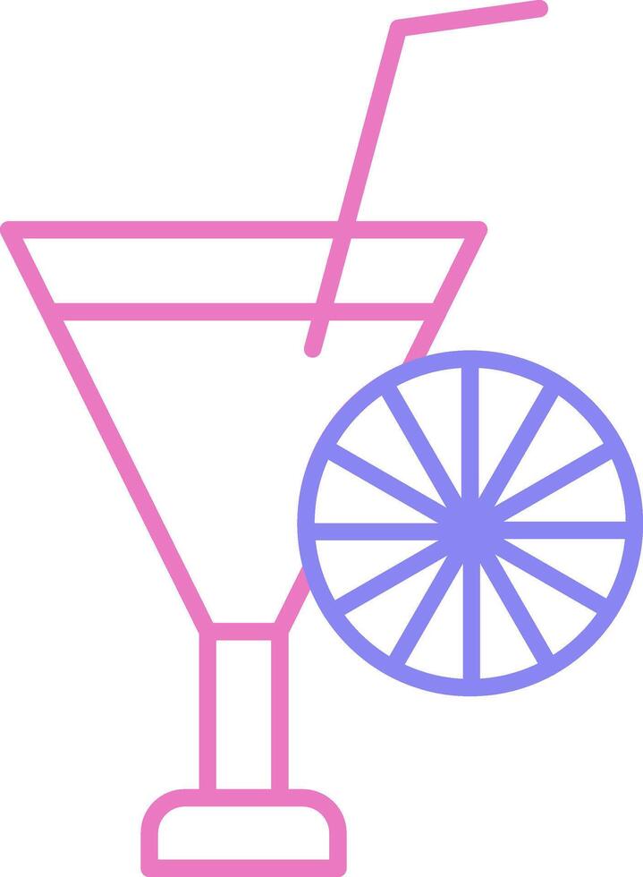 cocktail lineair twee kleur icoon vector