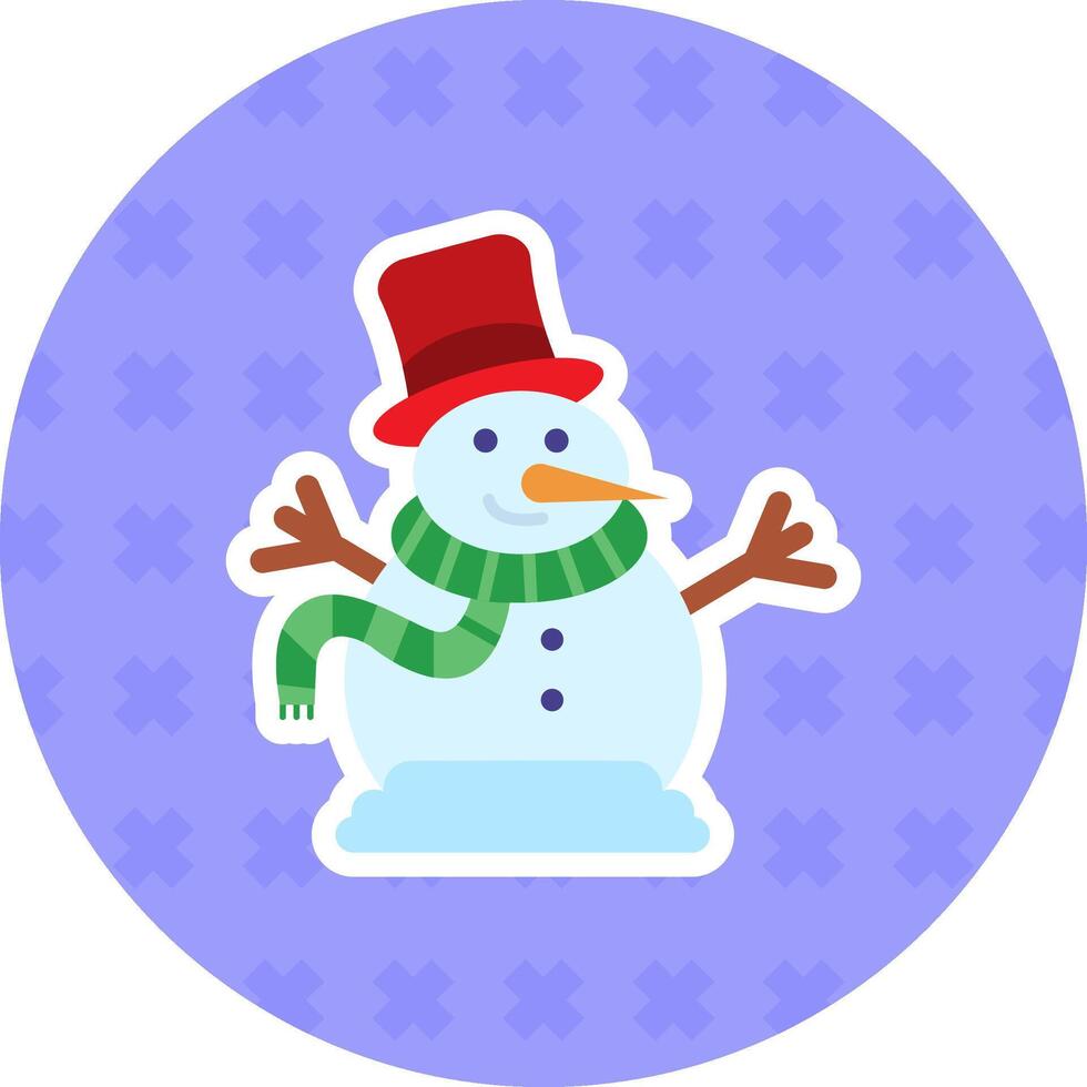 sneeuwman vlak sticker icoon vector