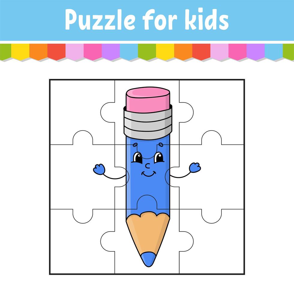 puzzelspel voor kinderen. puzzel stukjes. kleuren werkblad. activiteit page.isolated vectorillustratie. cartoon-stijl. vector