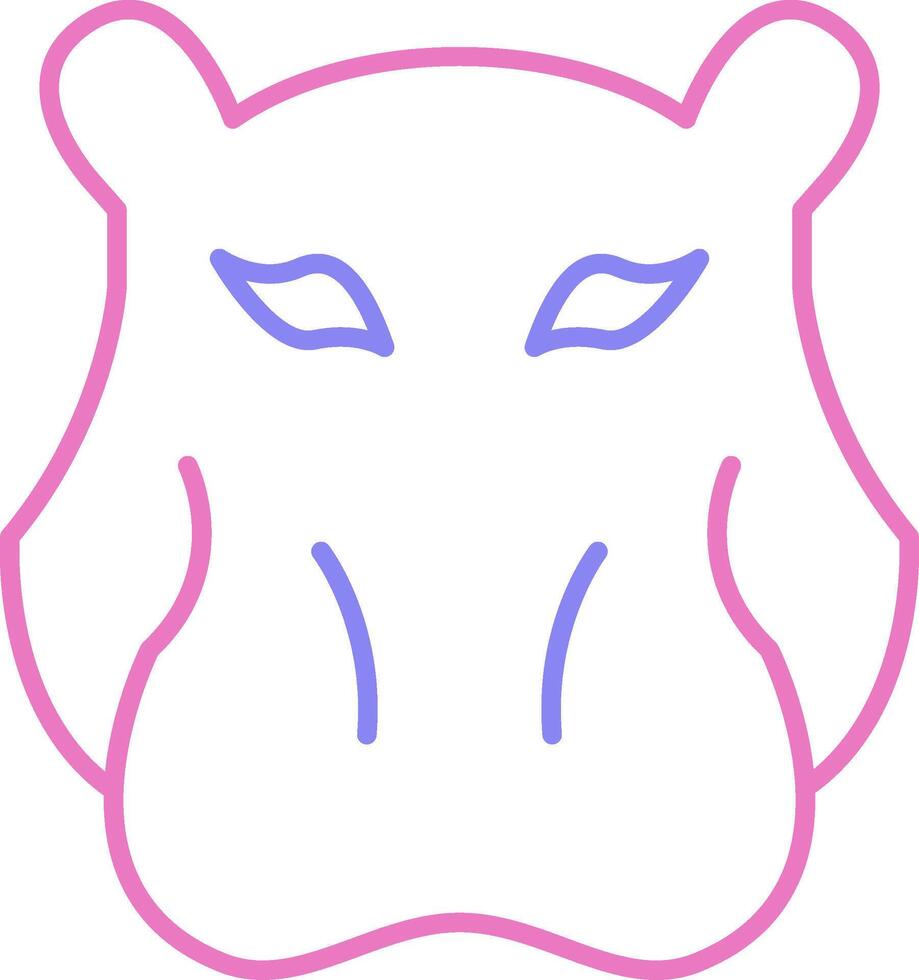 nijlpaard lineair twee kleur icoon vector