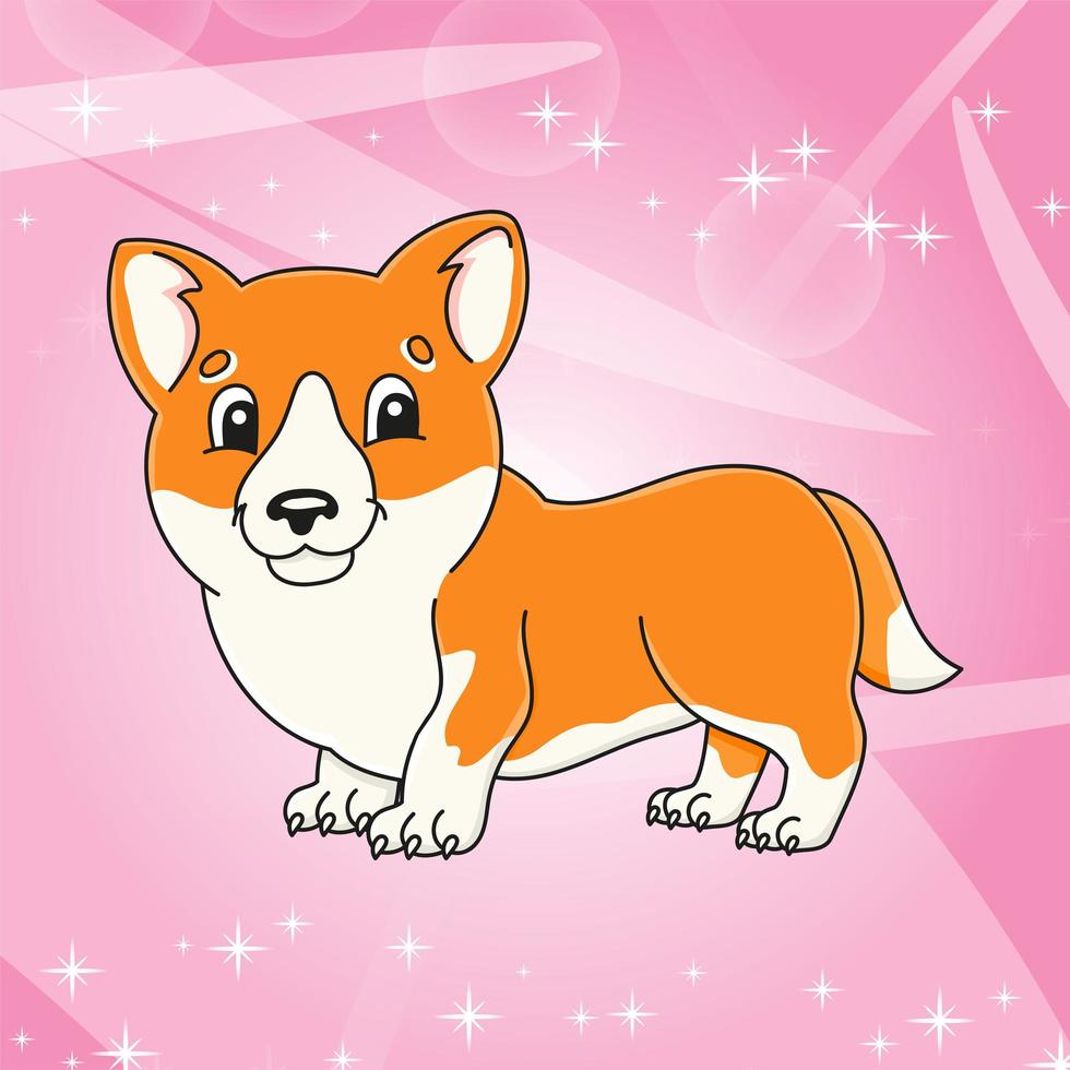 schattig karakter. schattige corgi. kleurrijke vectorillustratie. cartoon-stijl. geïsoleerd op een abstracte achtergrond kleur. sjabloon voor uw ontwerp, boeken, stickers, posters, kaarten, kleding. vector