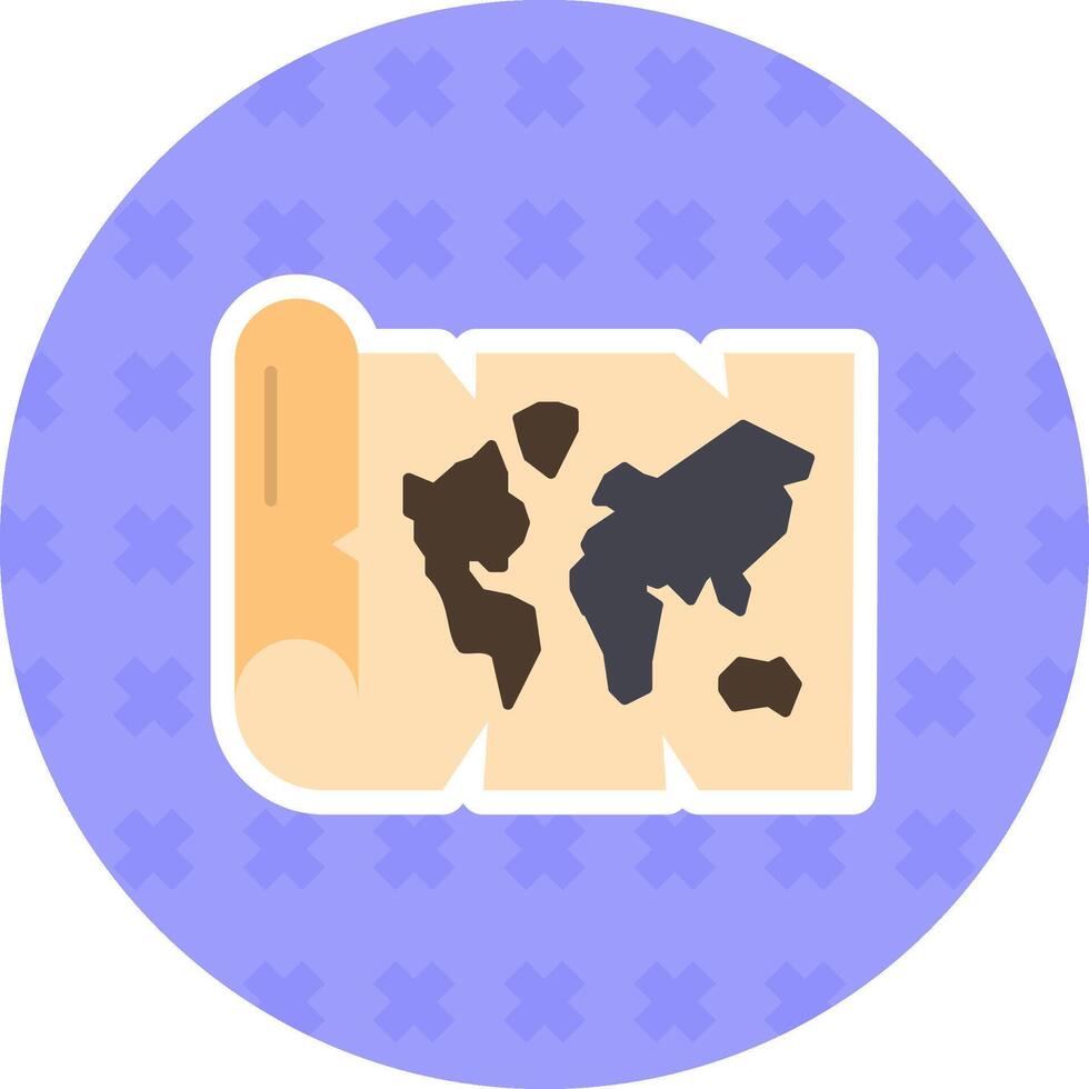 wereld kaart vlak sticker icoon vector