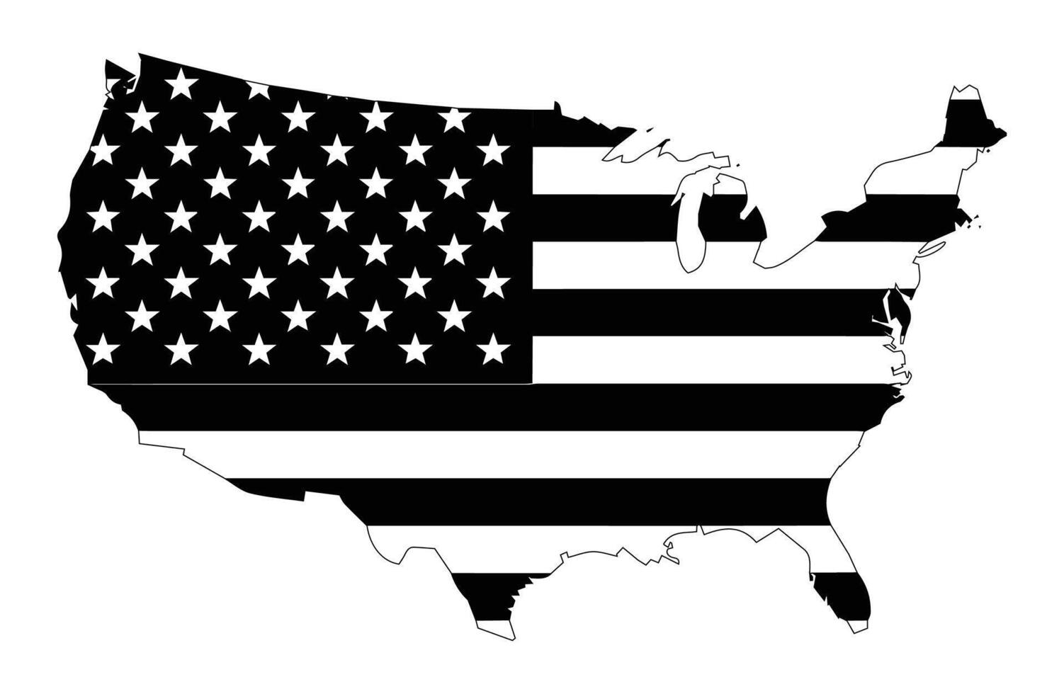 kaart van de Verenigde Staten van Amerika met de nationaal vlag van Verenigde staten van Amerika vector