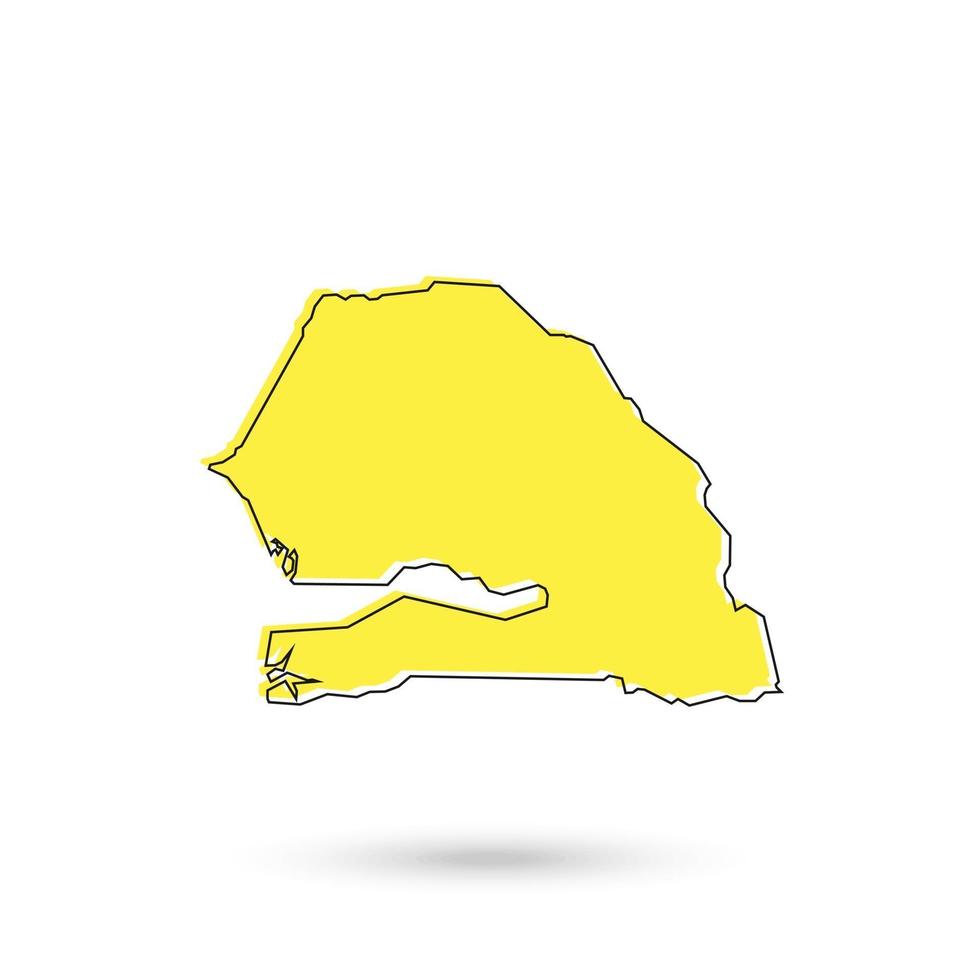 vectorillustratie van de gele kaart van senegal op witte achtergrond vector