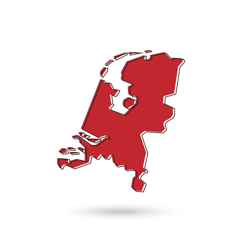 vectorillustratie van de rode kaart van nederland op witte achtergrond vector