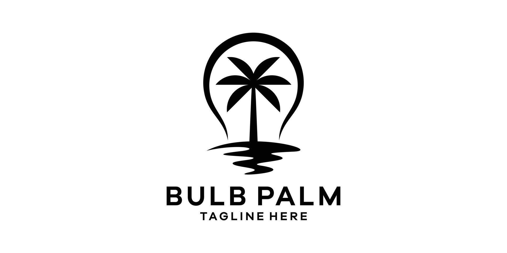 licht lamp en palm boom logo ontwerp, icoon symbool ontwerp sjabloon. vector