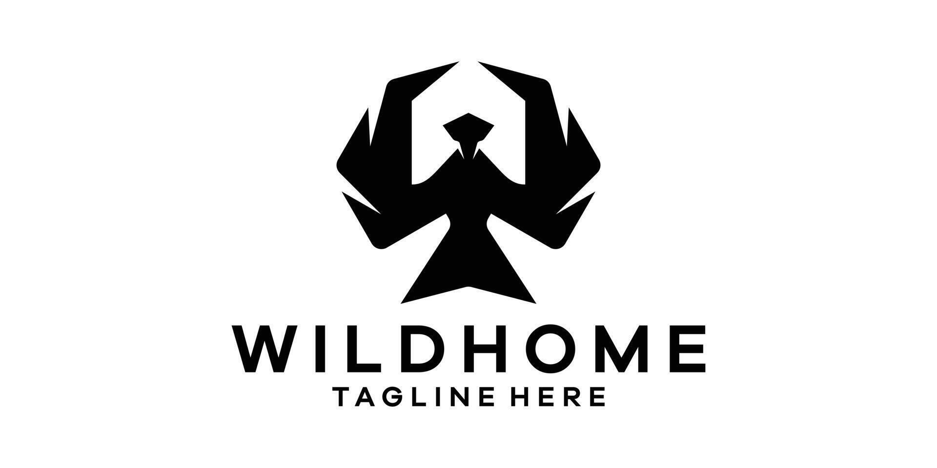 logo ontwerp combinatie van adelaar vorm met huis, negatief ruimte logo ontwerp. vector