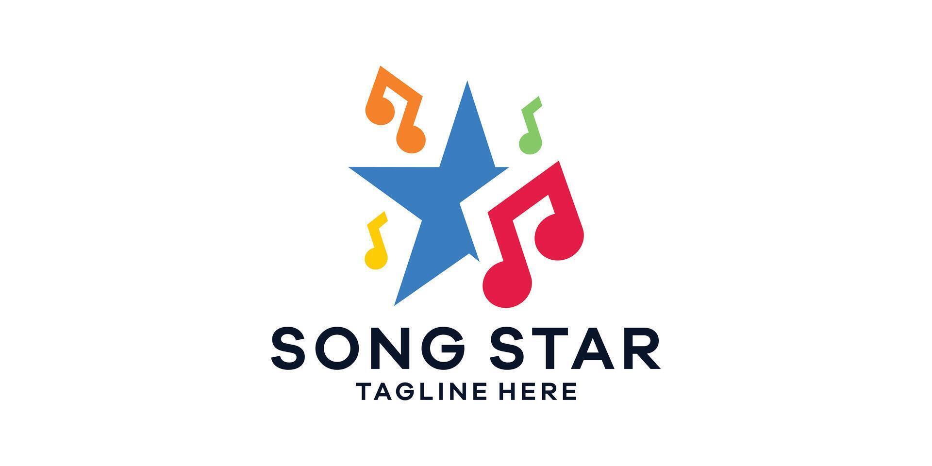 logo ontwerp combinatie van musical aantekeningen met sterren, muziek- ster idee, logo ontwerp sjabloon symbool icoon idee. vector