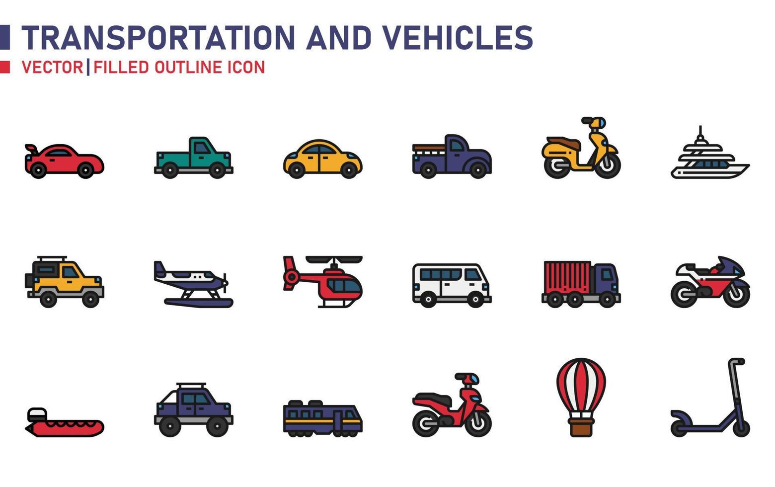 transport en voertuigen icoon vector