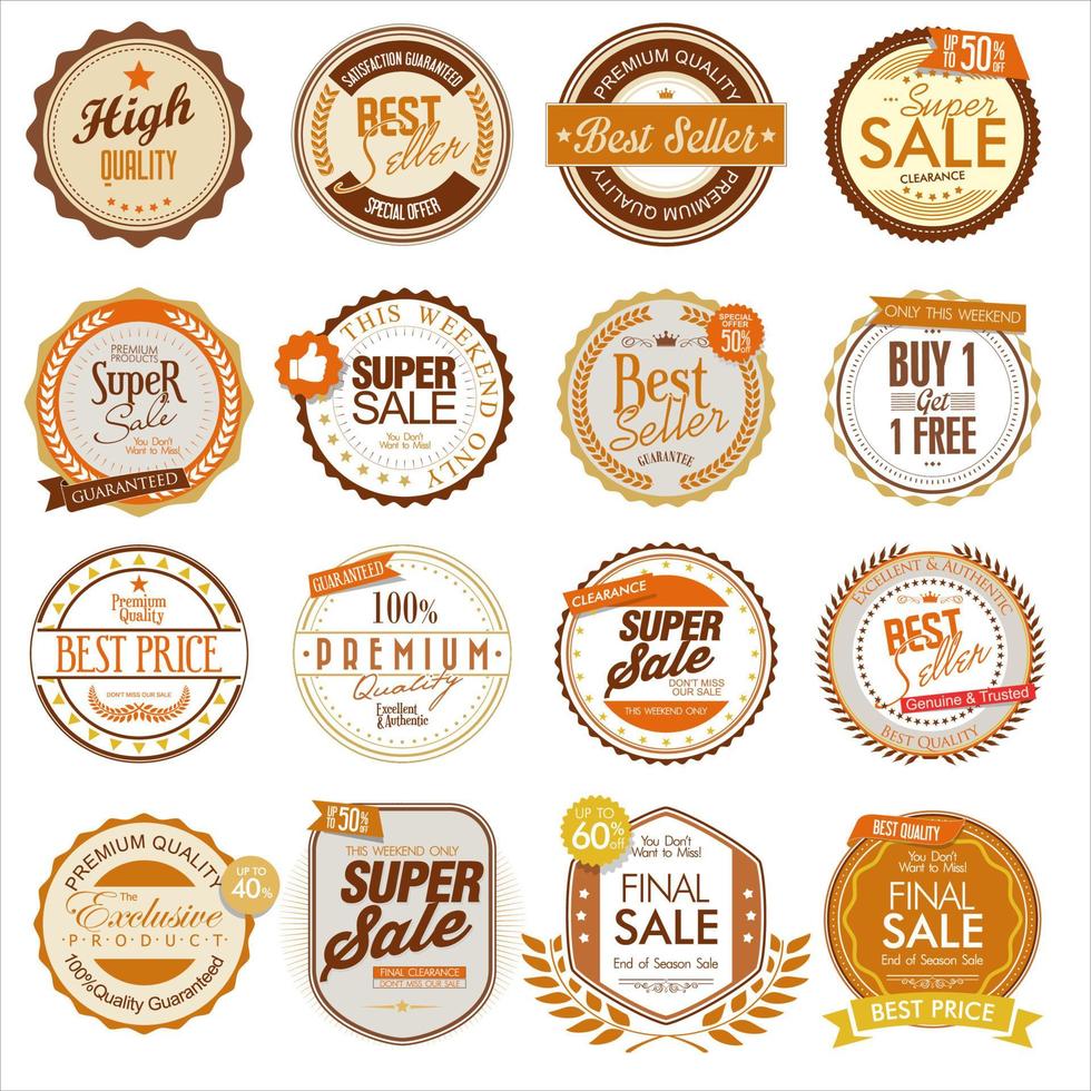 retro vintage premium verkoop badges en labels collectie vector