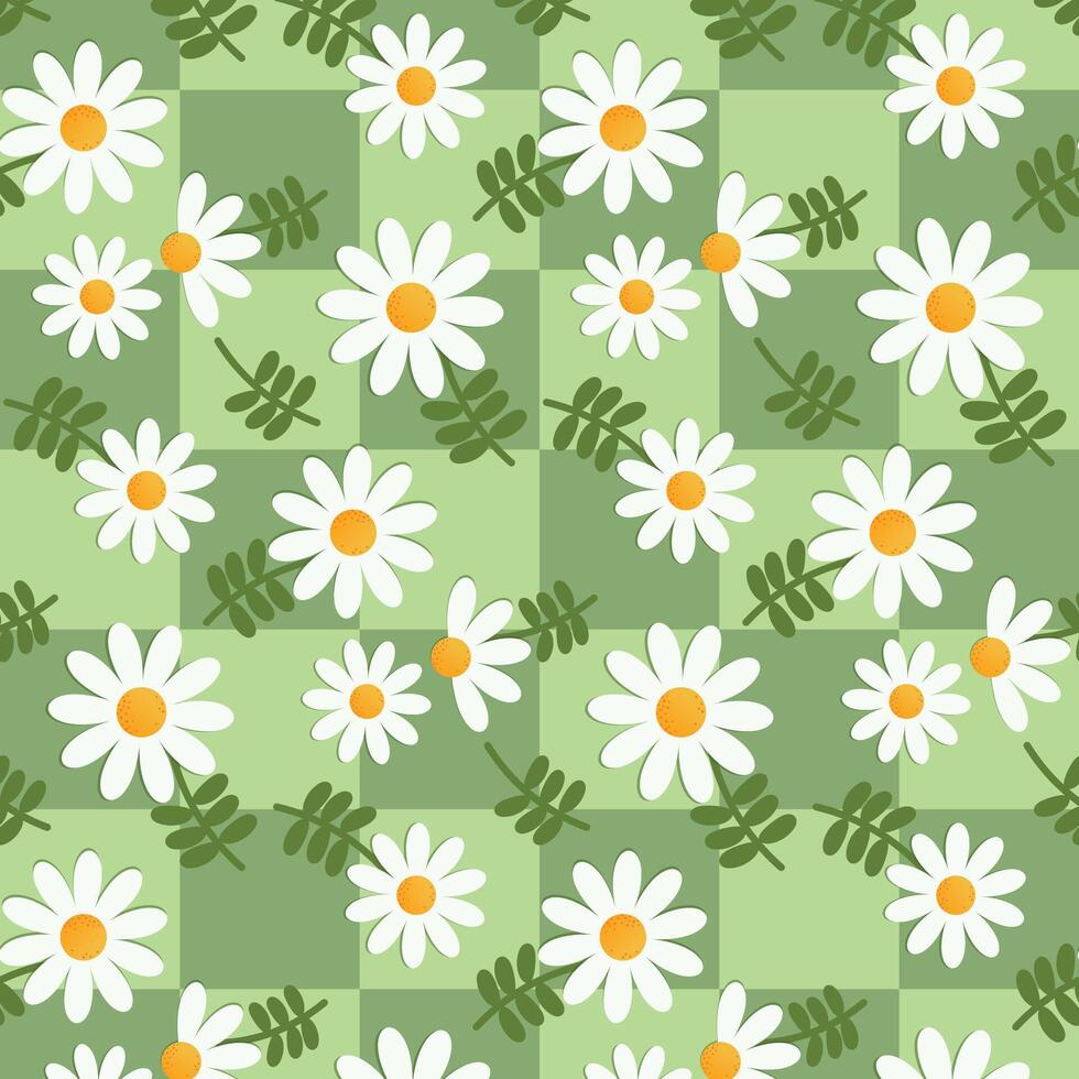 madeliefje bloemen patroon naadloos controleur. structuur vector achtergrond. afdrukbare voor behang, plakboek, Hoes boek, dagboek, tafel lap, omhulsel papier.