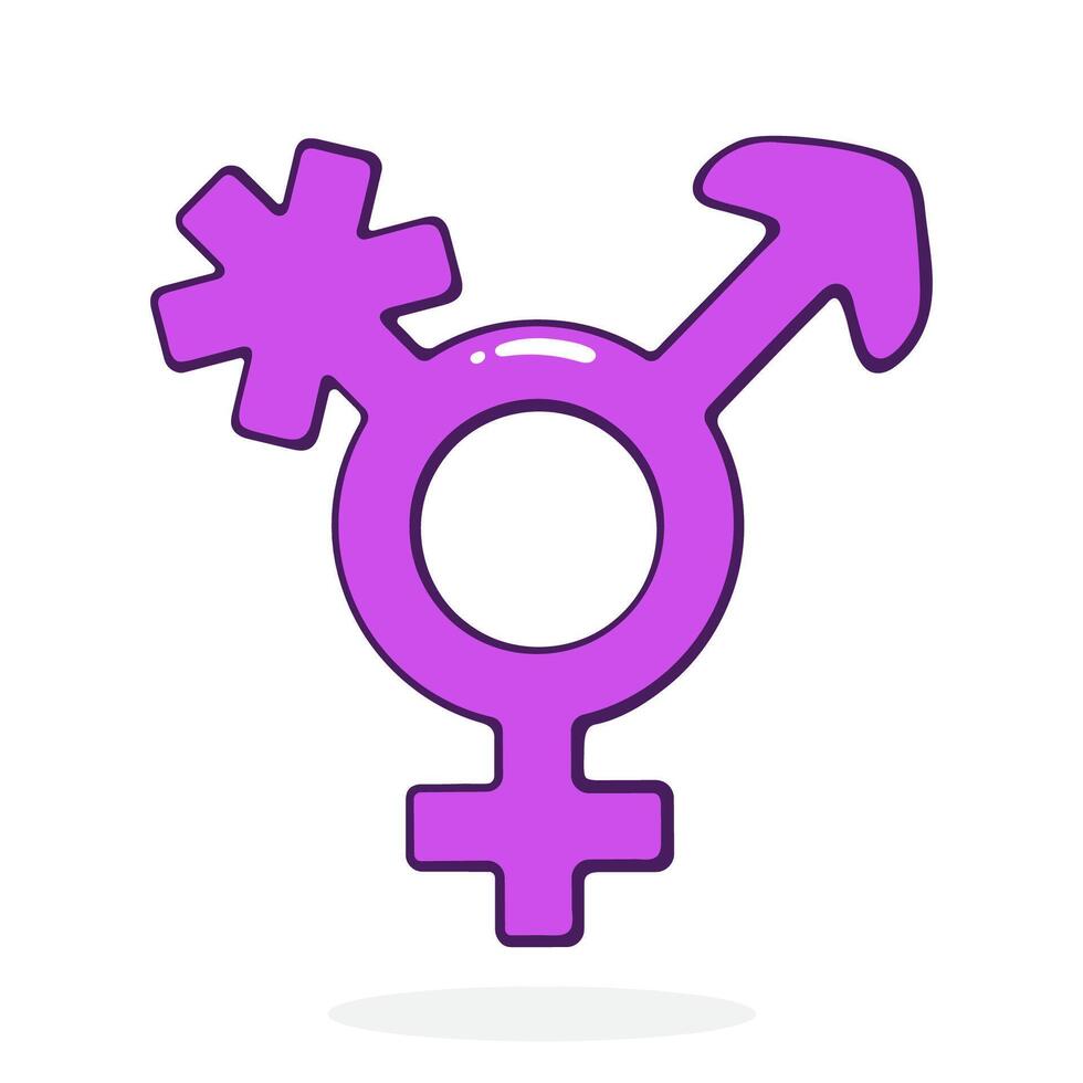 transgender andere geslacht symbool. een deel van lgbt gemeenschap. vector illustratie. hand- getrokken tekenfilm klem kunst met schets. geïsoleerd Aan wit achtergrond