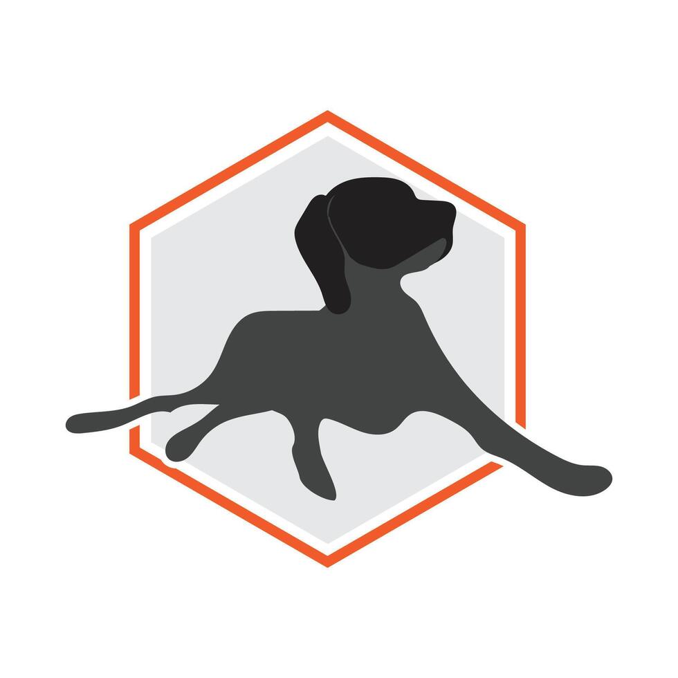 zeshoek hond logo en symbool element illustratie vector Aan wit en grijs achtergrond